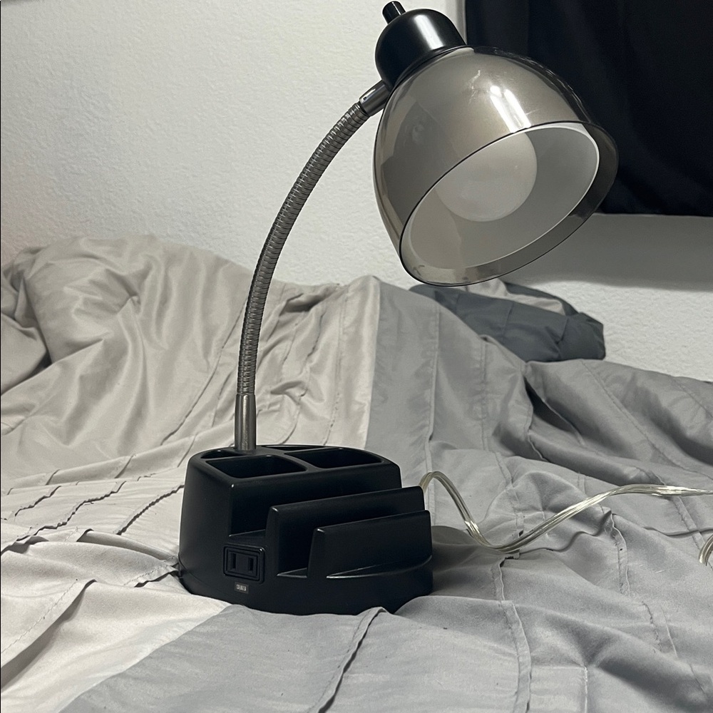 Black Desk Lamp with Organizer